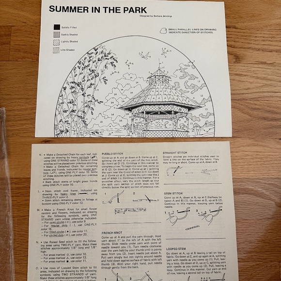 Vintage Sunset Stitchery Crewel Kit Summer In The Park 1979 - Picture 10 of 15